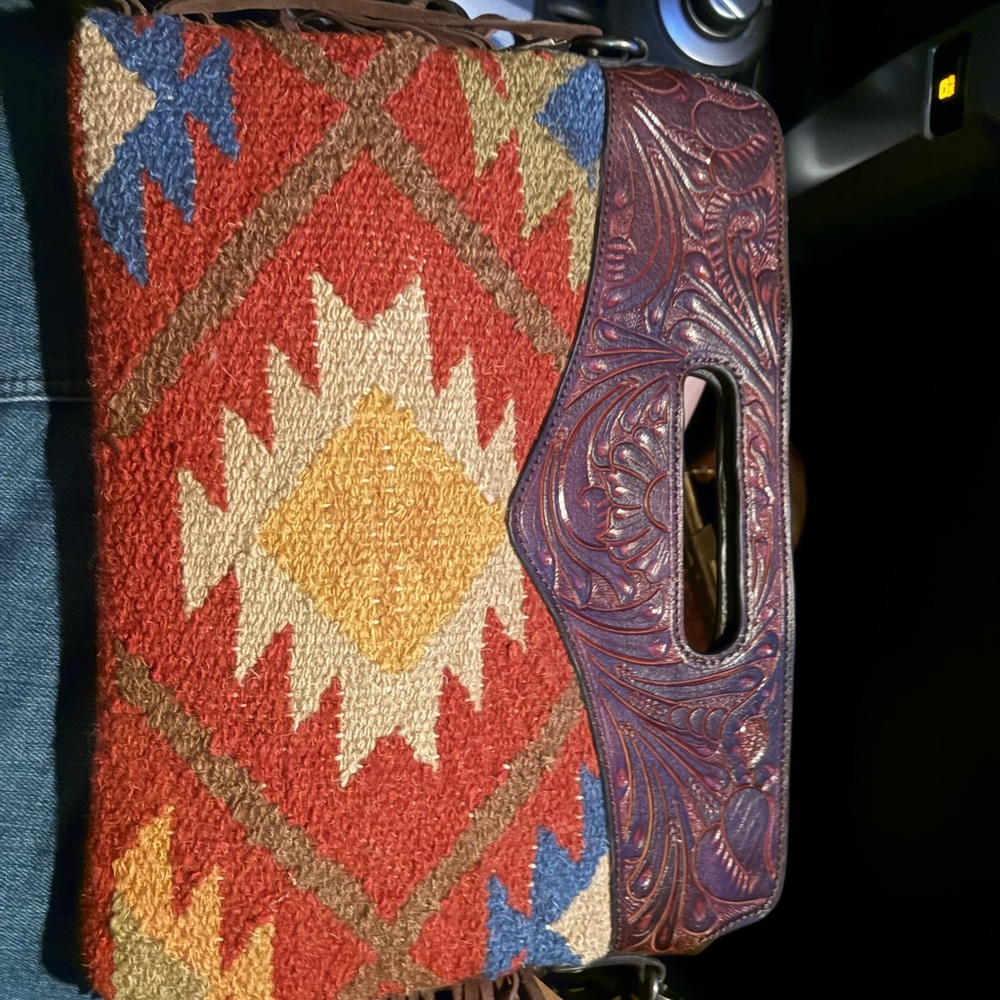 Ariat Red and Yellow Clutch with Southwestern Design